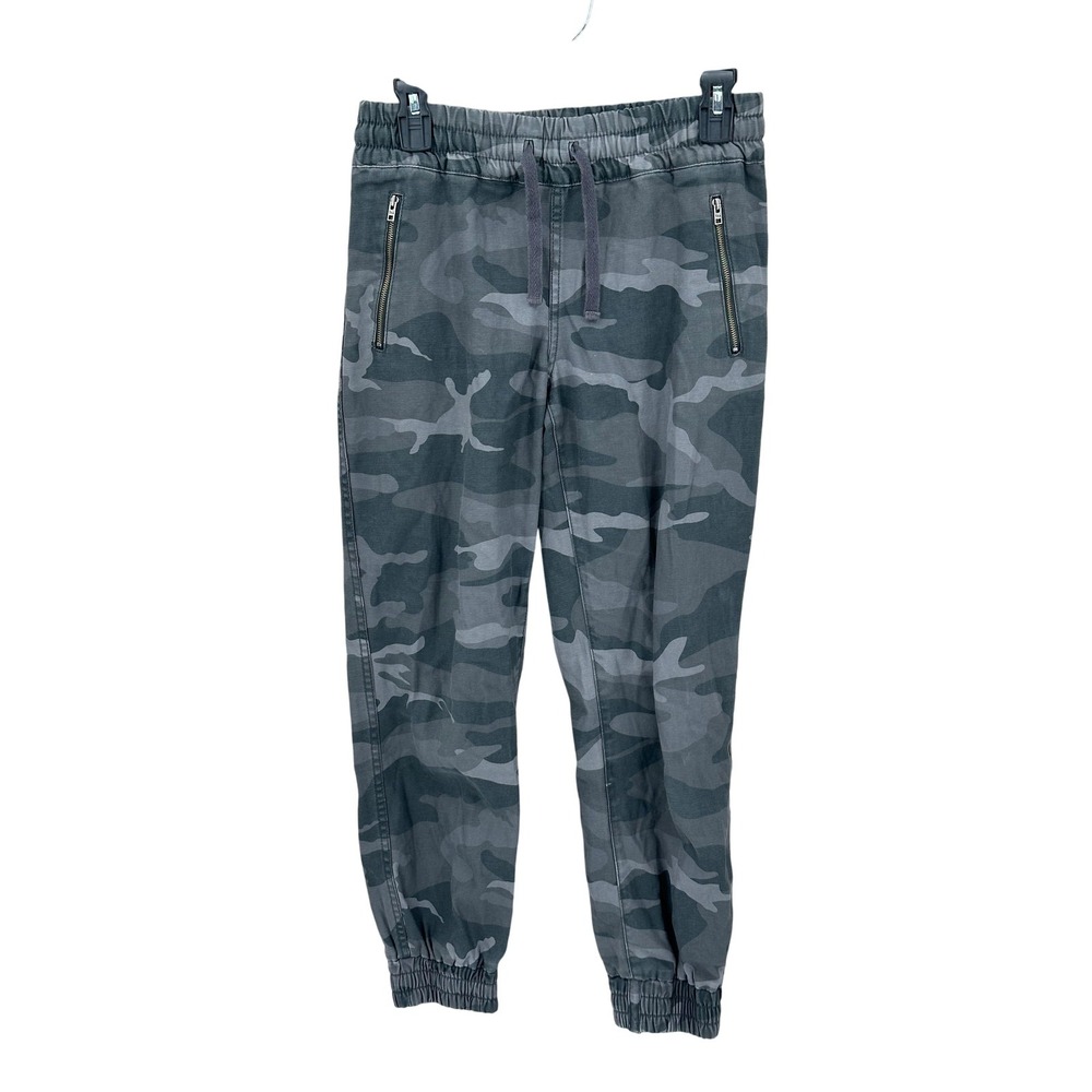TNA Aritzia Pants Womens XS Gray Camo Alix Twill Jogger Zip Pockets 100% Cotton